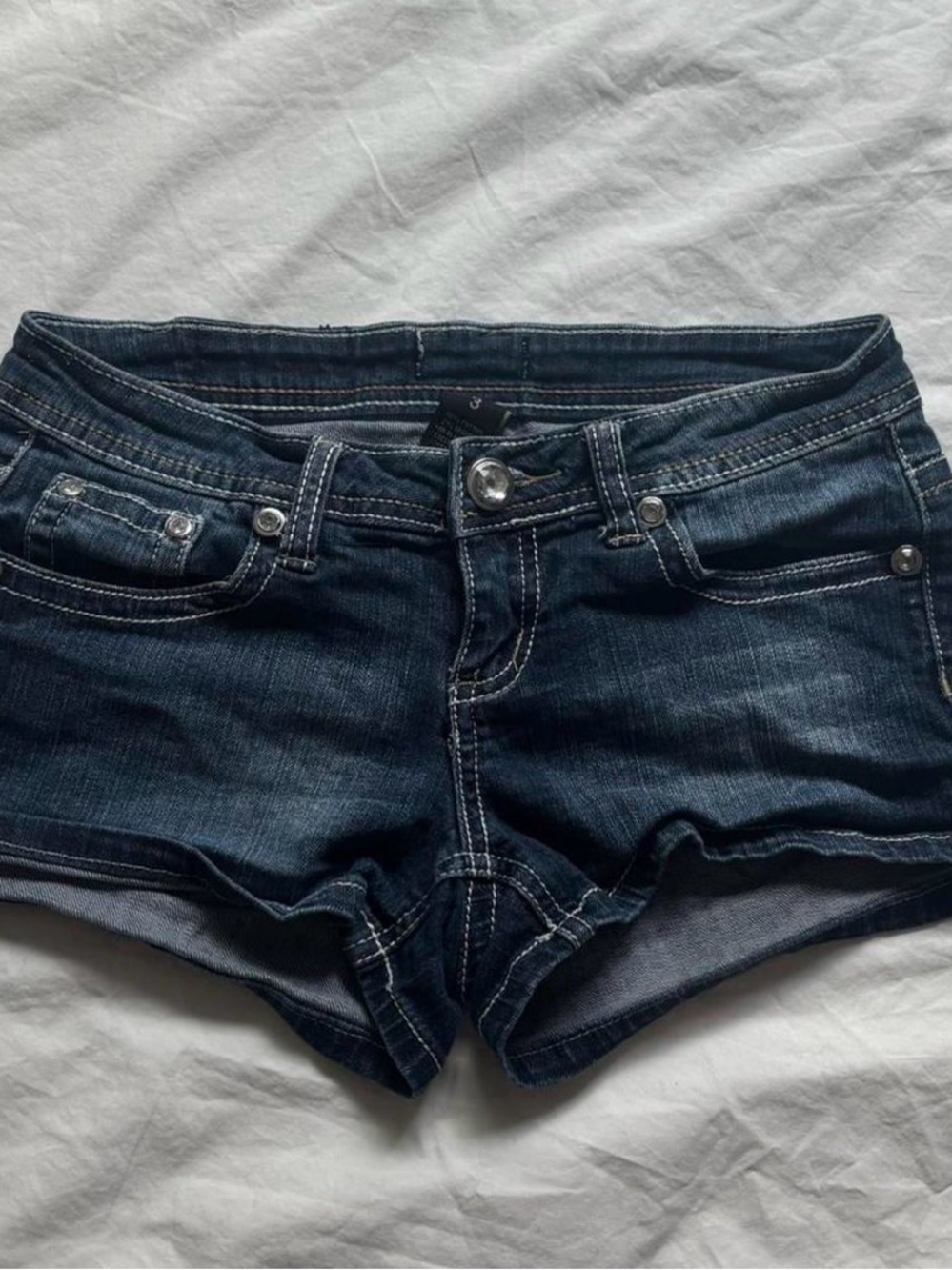 Soundgirl Dark Indigo Low-Rise Denim Shorts